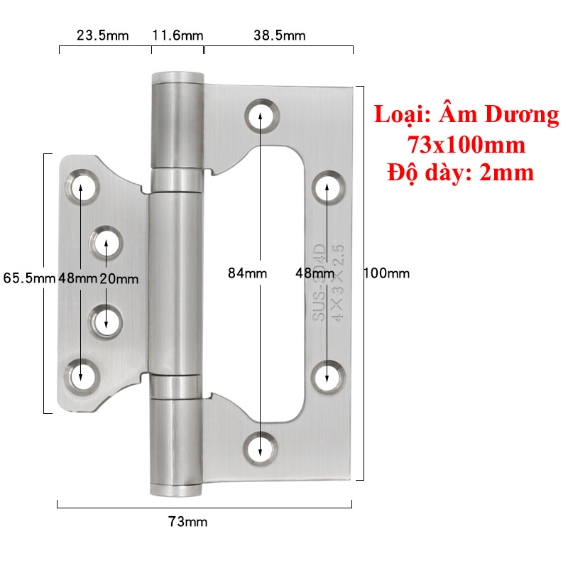 Bản Lề Lá Âm Dương KUNBE Chất Liệu Inox Dày Dặn Phù Hợp Với Mọi Loại Cửa Nhôm Gỗ