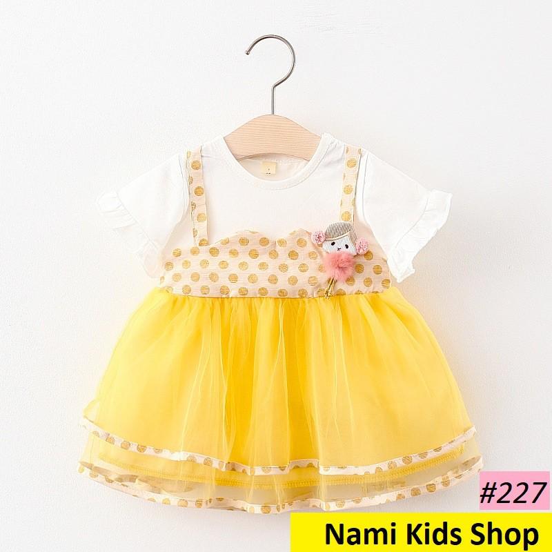 Váy voan giả yếm chấm bi 2 tầng hàng Quảng Châu cho bé