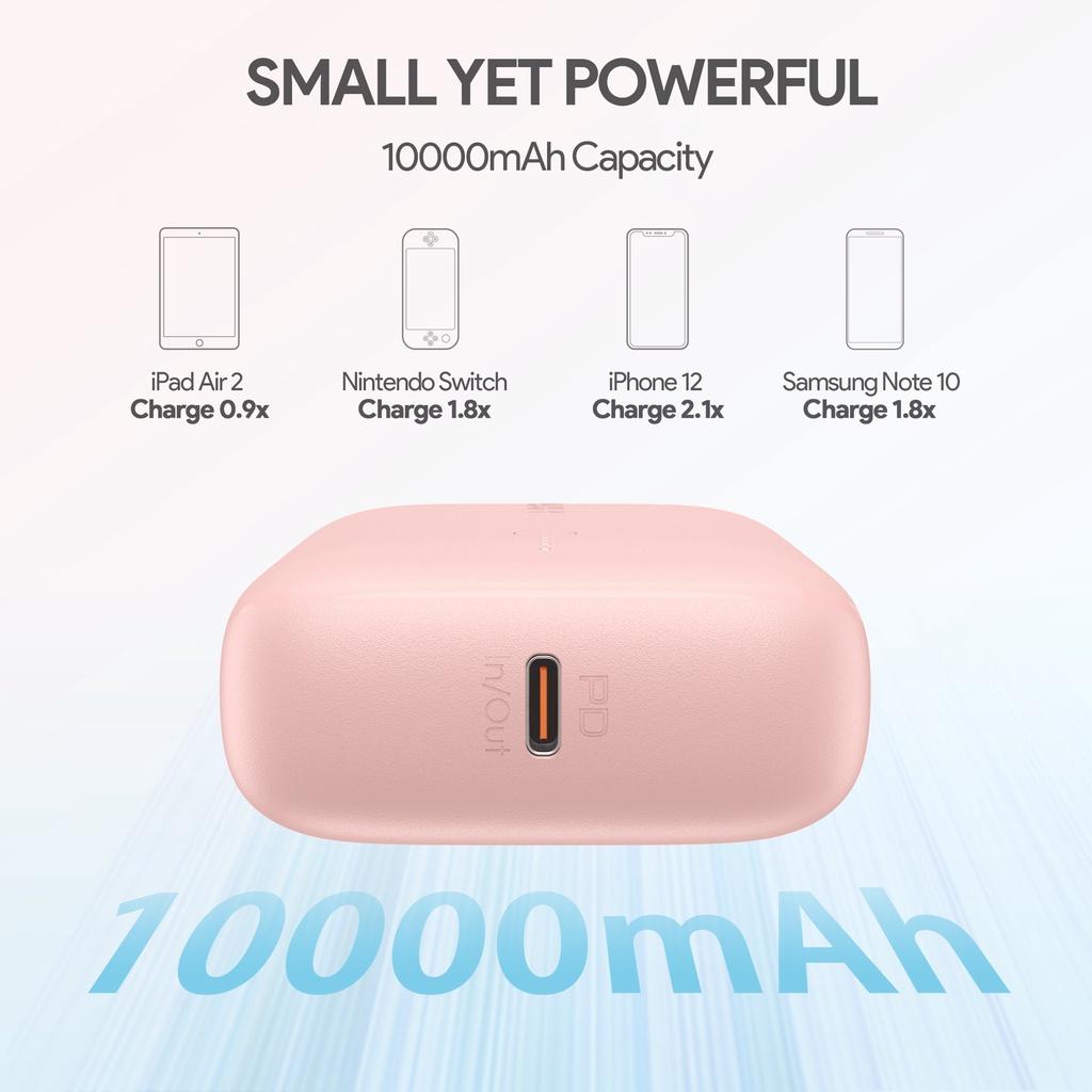 Pin Sạc Dự Phòng AUKEY Basix Mini PB-N83S (Màu Hồng)10.000mAh Sạc Nhanh PD 20W và Quick Charge 3.0 18W - Hàng Chính Hãng