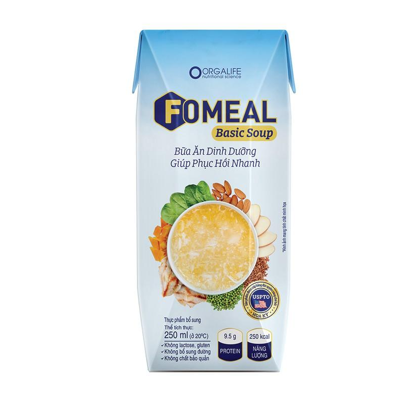 Lốc 3 hộp thực phẩm dinh dưỡng Fomeal Basic Soup 250ml/hộp - Bữa ăn thay thế, giúp người bệnh phục hồi nhanh chóng