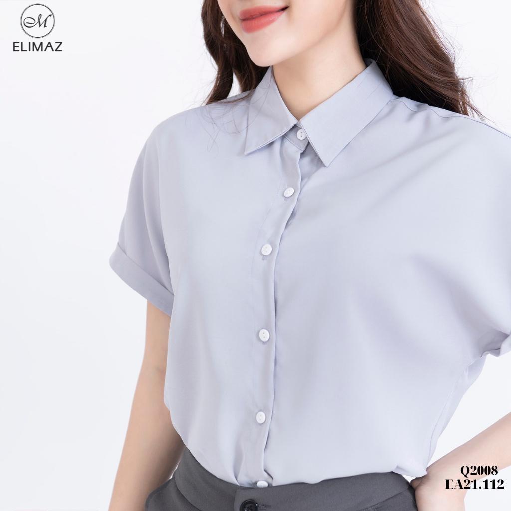 Áo sơ mi nữ công sở Elimaz cánh rơi gấp gấu EA21.112