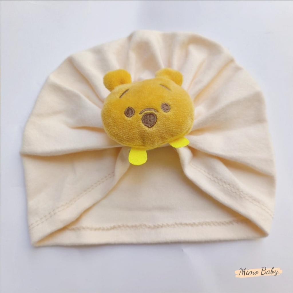 Mũ nón turban vải cotton đính hình con vật dễ thương cho bé MTB171 Mimo Baby