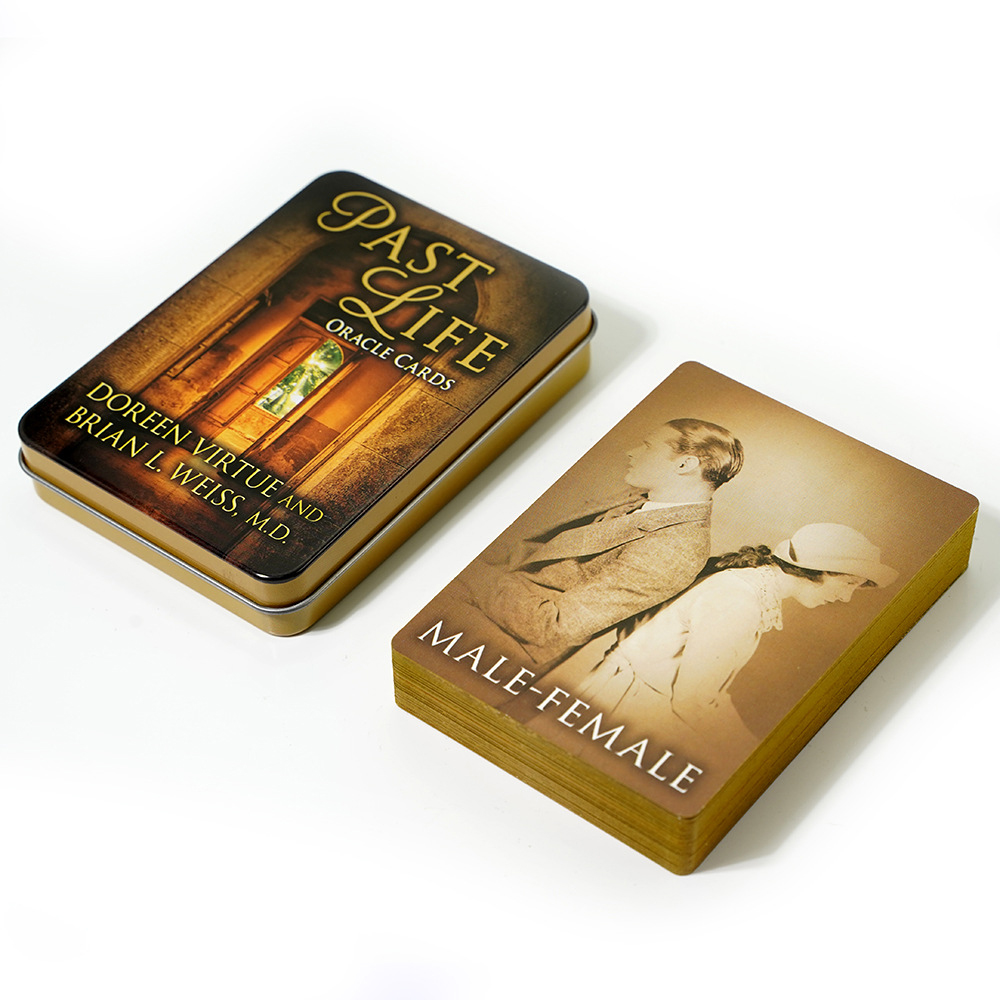 [Mạ Cạnh] Bộ Bài Past Life Oracle Hộp Thiếc Mạ Cạnh Vàng 44 Lá Đá Thanh Tẩy
