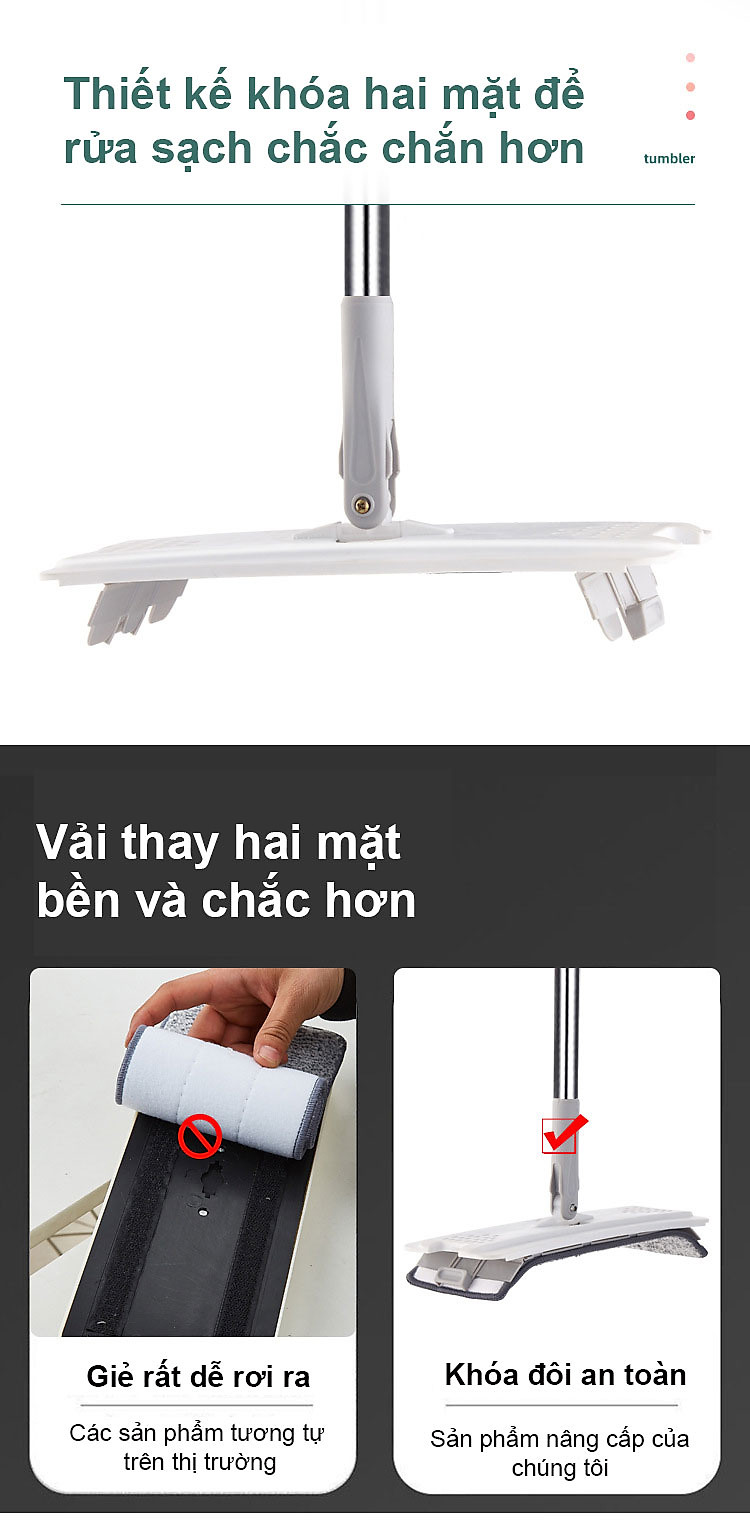 Bộ cây lau nhà VinBuy kèm thùng tự vắt thông minh, chổi lau nhà xoay 360 độ lau sạch nhanh