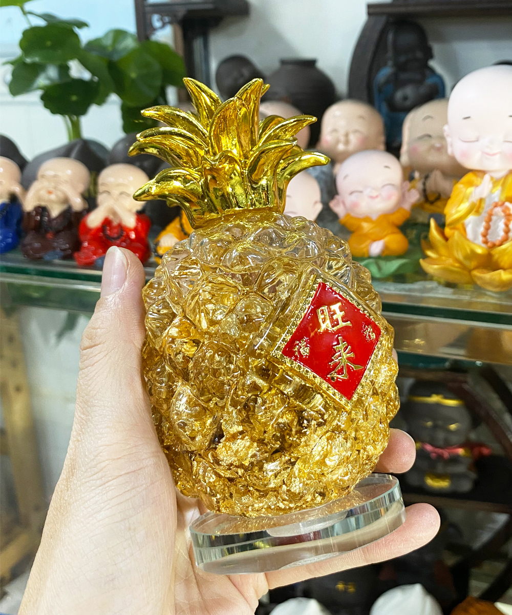 Túi vàng phong thủy hình trái thơm - túi vàng lá Thần Tài may mắn