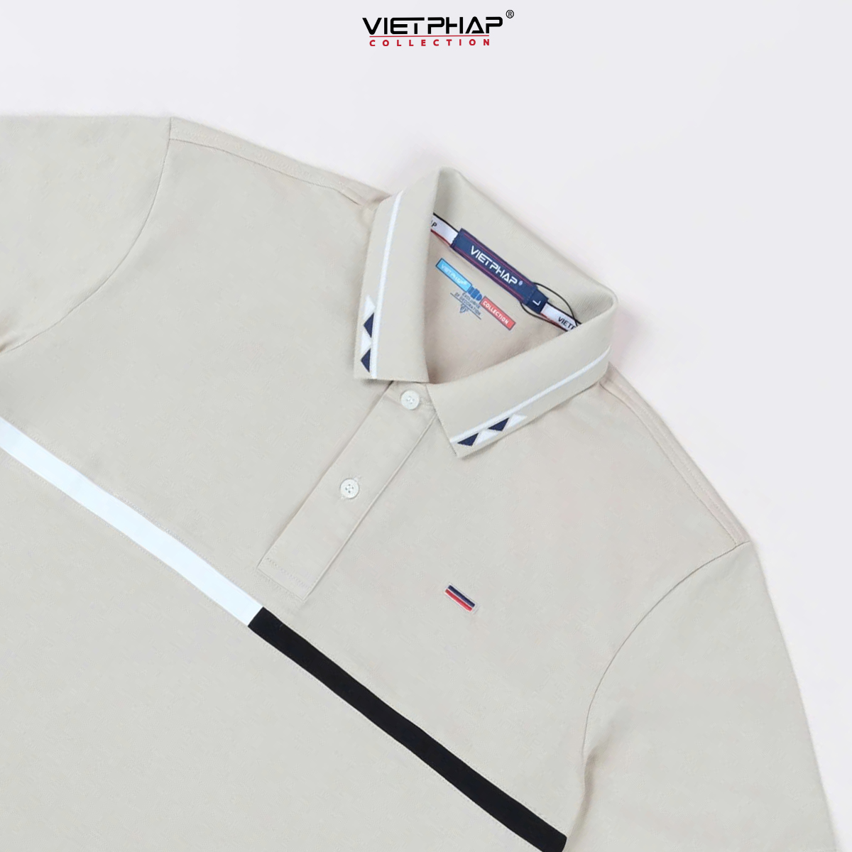 Áo Polo Nam VIỆT PHÁP Form Luxury - Thun Cá sấu Phối, lịch lãm, sang trọng 9701