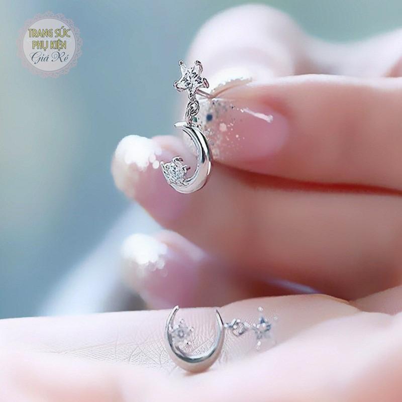 Bông tai trăng sao cực cute HT173, S925 xinh xắn, sale giá rẻ