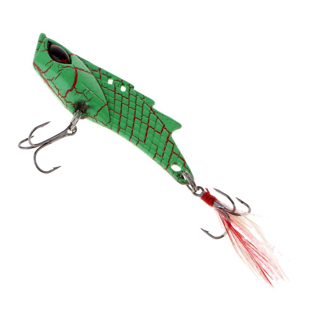 Metal VIB Fishing Lure Spinners Spoons Hard Bait Crankbaits with Feathers Treble Hooks