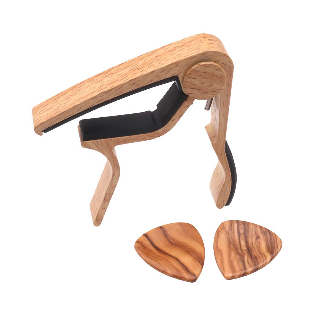 Quick Release Guitar Capo Key Clamp Trigger with 2pcs Picks Plectrums Set