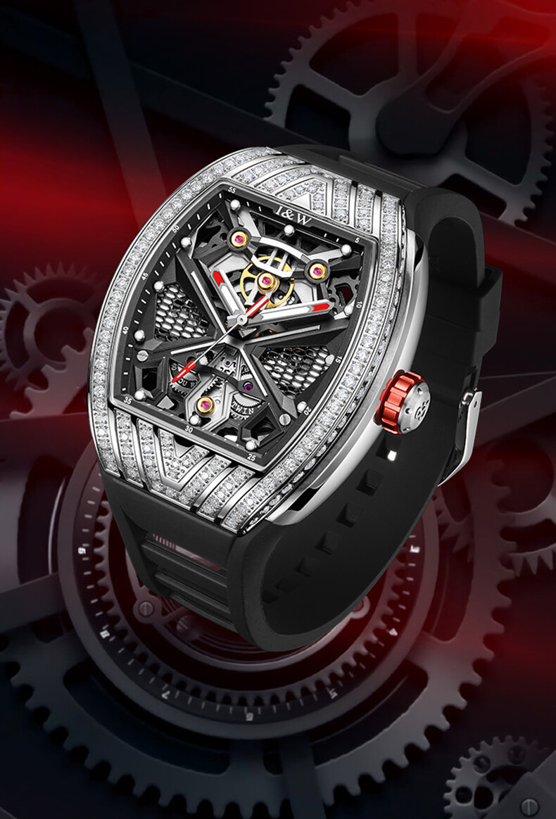 Đồng hồ nam chính hãng I&amp;W Carnival 760G-S2 Kính sapphire chống xước,Chống nước 50m,BH24 tháng,máy Automatic ( cơ) ,dây cao su chính hãng chống nước tuyệt đối,vỏ thép không gỉ bền bỉ