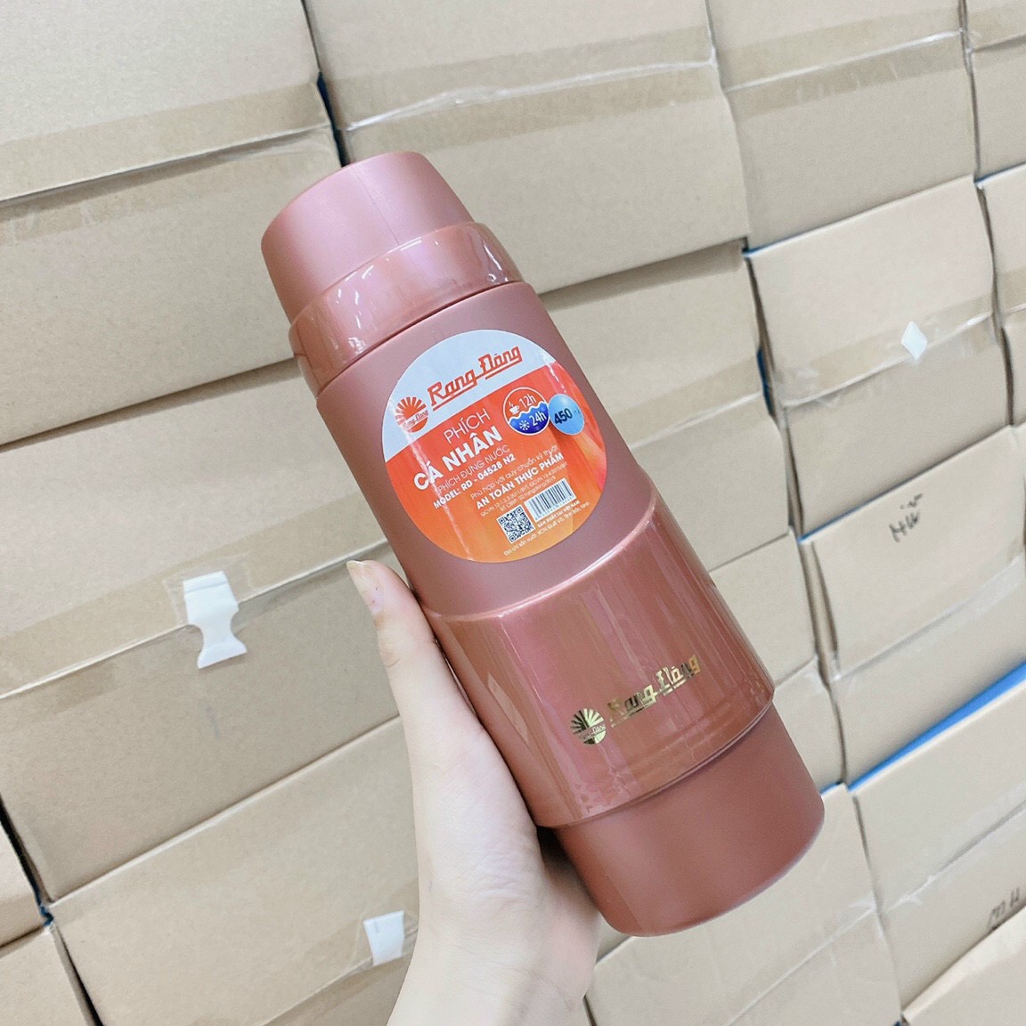 Bình phích giữ nhiệt Rạng Đông cầm tay nhỏ gọn 450ml