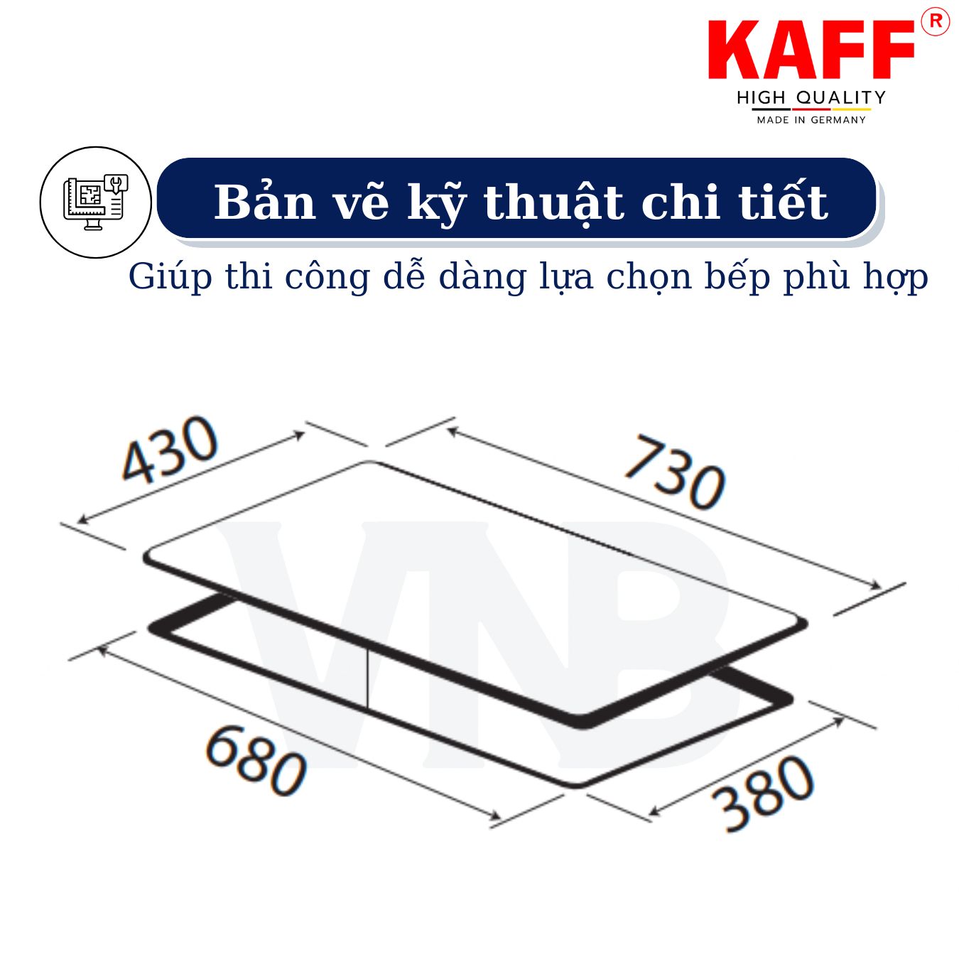 Bếp âm từ hồng ngoại đôi kết hợp nhập khẩu Germany KAFF KF-IH68N - Hàng Chính Hãng
