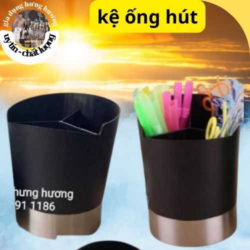 Dụng cụ khay hộp cốc cắm ống hút, thìa tròn 3 ngăn/Dụng cụ quầy bar