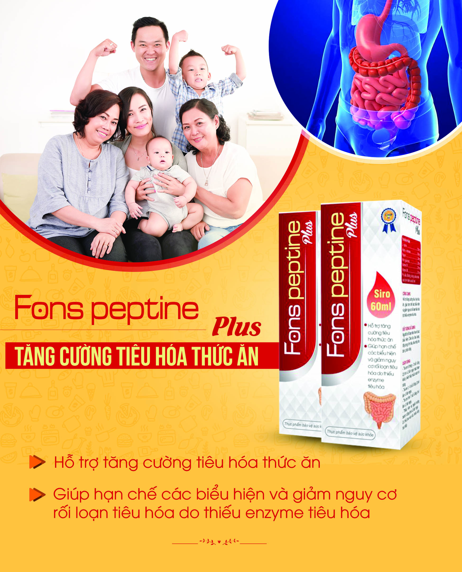 Hỗ trợ tăng cường tiêu hoá, giảm nguy cơ rối loạn tiêu hoá cho bé - FonsPeptine Plus - 60ml