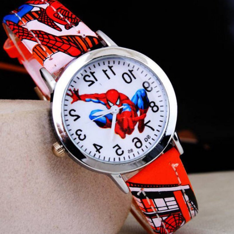 Đồng hồ siêu nhân nhện mặt kính dây PU