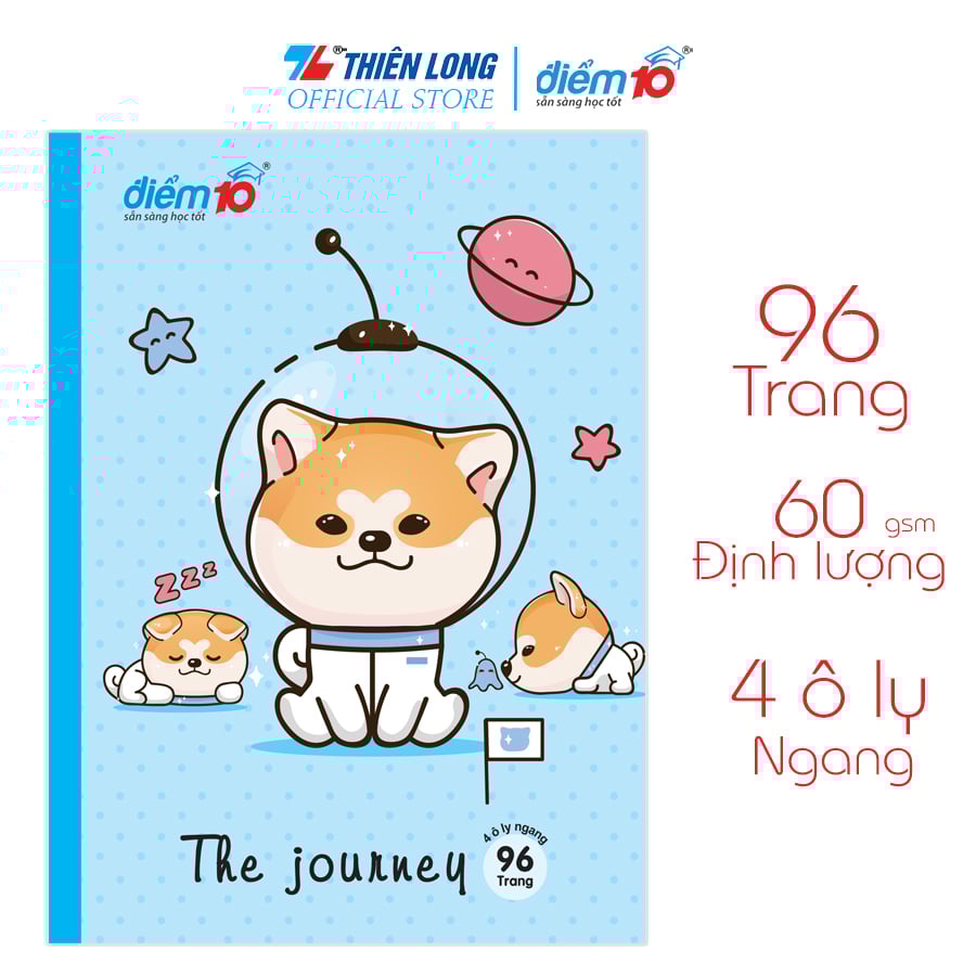 Bộ 5 Tập học sinh 96 trang 4 ô ly ngang 60 gsm Điểm 10 TP-NB072