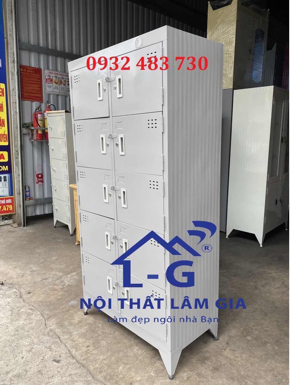 Tủ đựng hồ sơ locker văn phòng bằng sắt 10 ngăn_LGTD10N