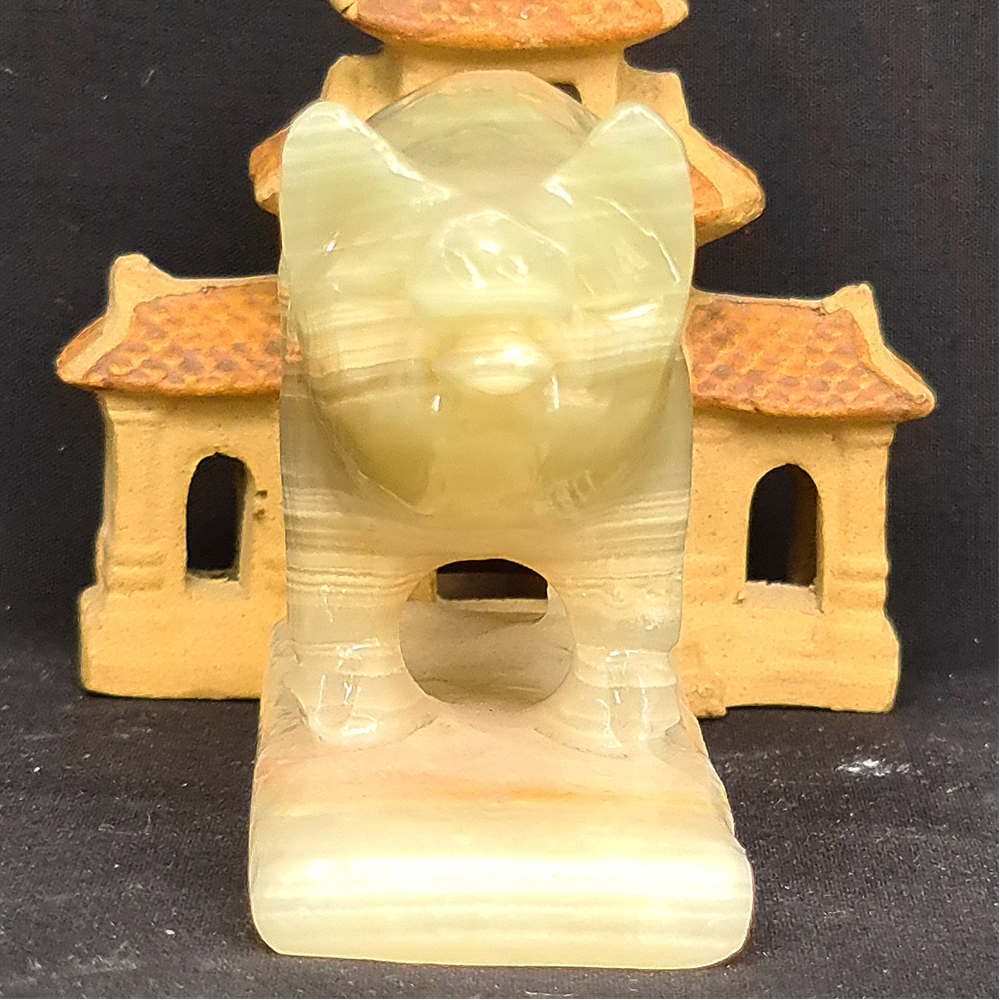 Tượng Phong Thuỷ Tuổi Hợi - Lợn - Heo 12 Con Giáp Đá Ngọc Onyx Xanh - 8cm - Mx - Hợp Mệnh Hoả, Mộc