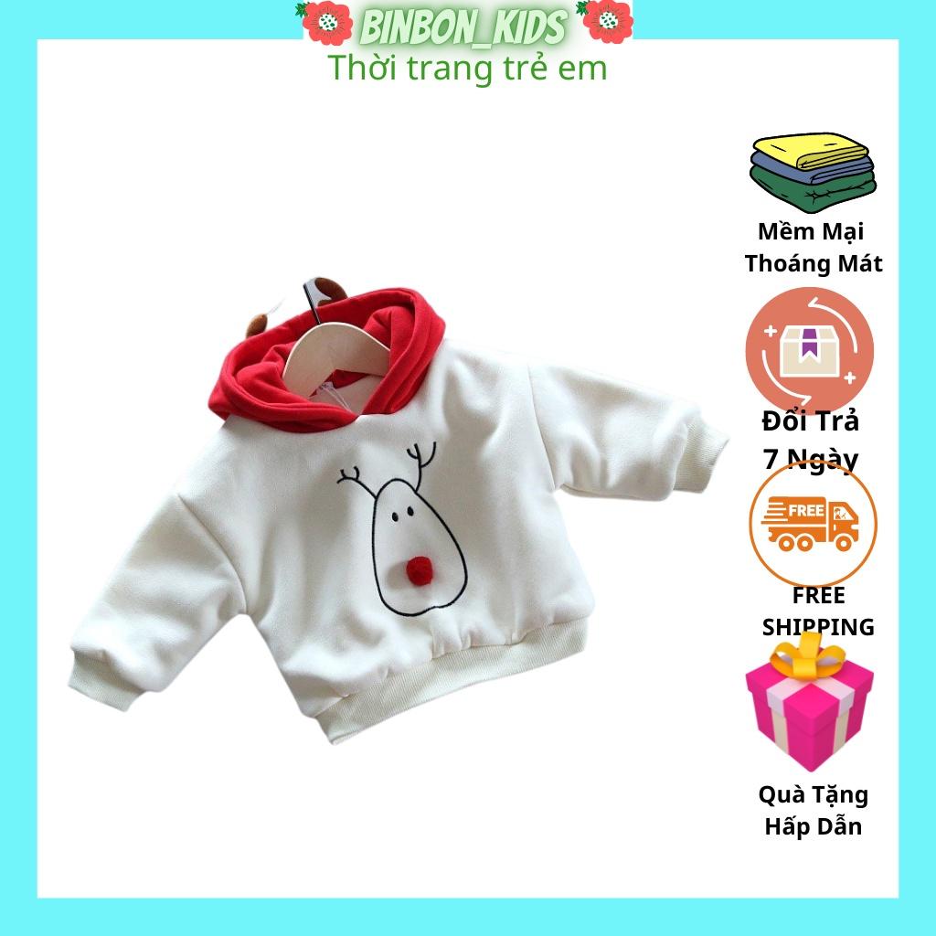 Áo hoodie tuần lộc chất nỉ bông cho bé trai, bé gái đi chơi giáng sinh size từ 7-28kg-KANGMIN KIDS