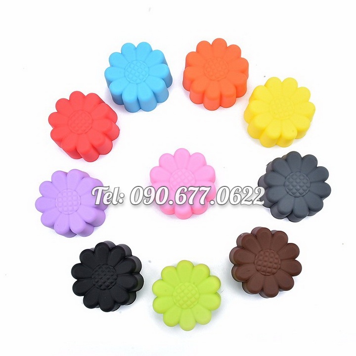 Bộ 10 khuôn silicon làm bánh, rau câu, bánh bông lan, bánh da lợn, bánh Cookie hình hoa cúc 3 lớp – Mã số 1158