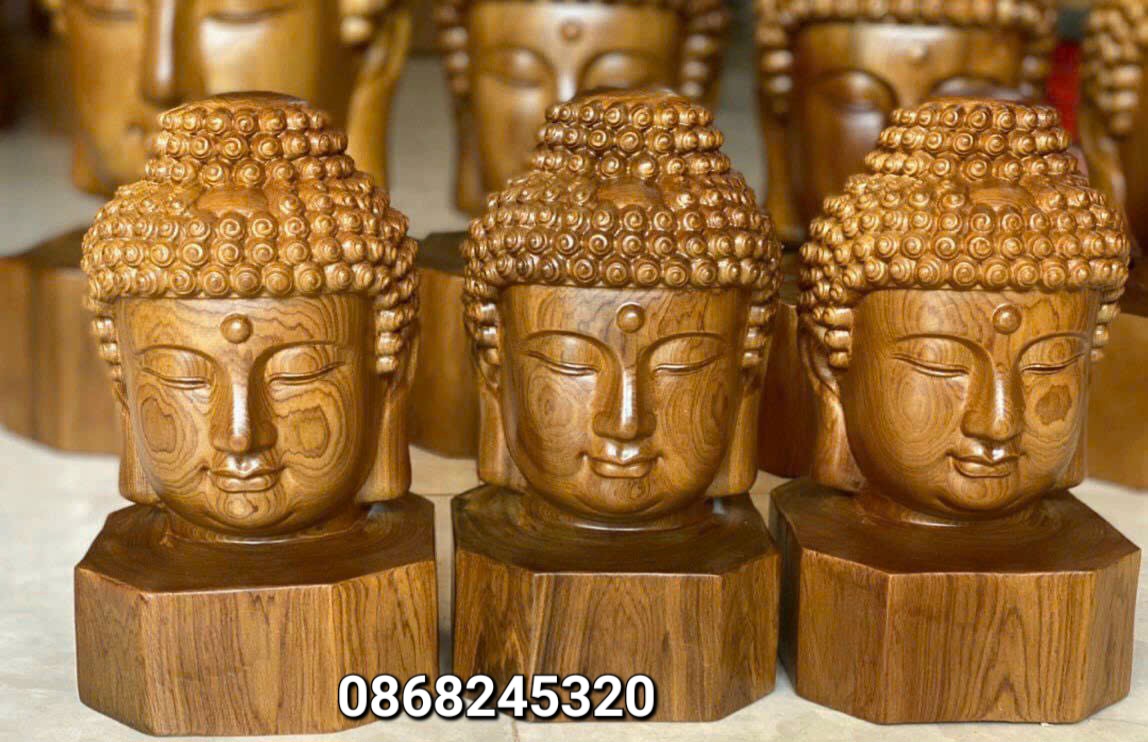 Tượng diện phật bằng gỗ bách xanh thơm nức kt cao 15×9×8cm