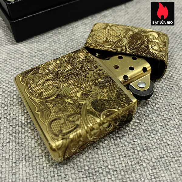 Bật Lửa Zippo Armor 168 Khắc Hình Rồng Uốn Lượn 4 Mặt – Zippo 168.R4M