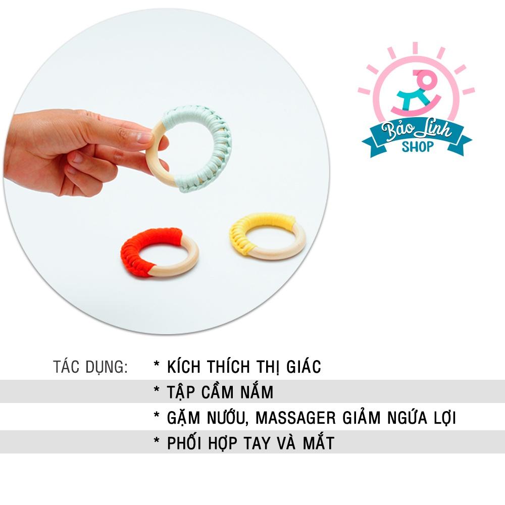 Đồ chơi cho trẻ sơ sinh 3-6 tháng - Vòng gỗ handmade tập cầm nắm, gặm nướu giảm ngứa lợi (Mẫu 17)