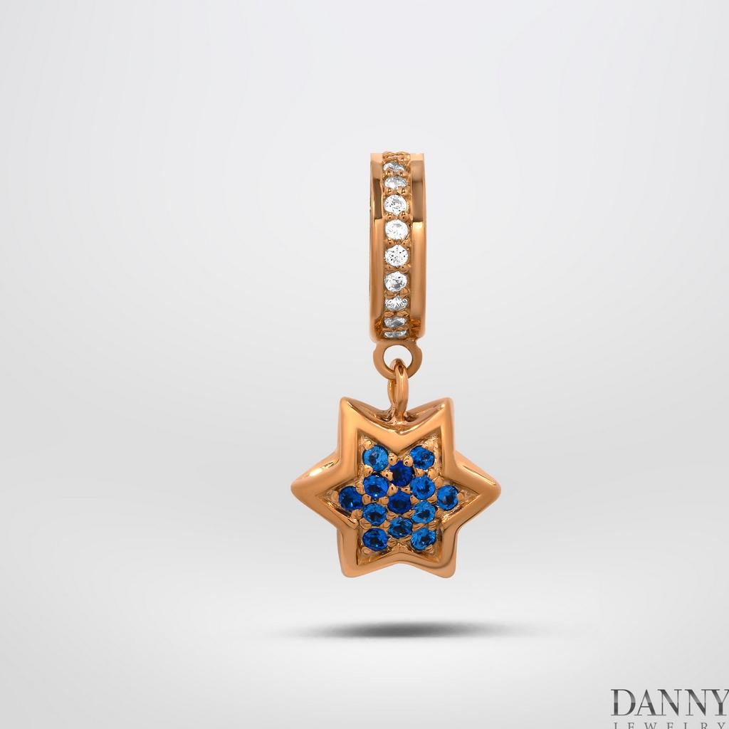 Charm Bạc 925 Danny Jewelry Biểu tượng Ngôi Sao Đính Đá CZ PK013S Xi Rhodium/Vàng hồng