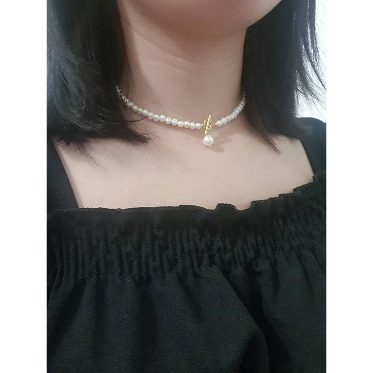 Dây Chuyền Choker Ngọc Trai 3 ly Khóa OT, Vòng Cổ Ôm Sát Ngọc Trai Nước Ngọt - Trường Thịnh Ngọc Trai