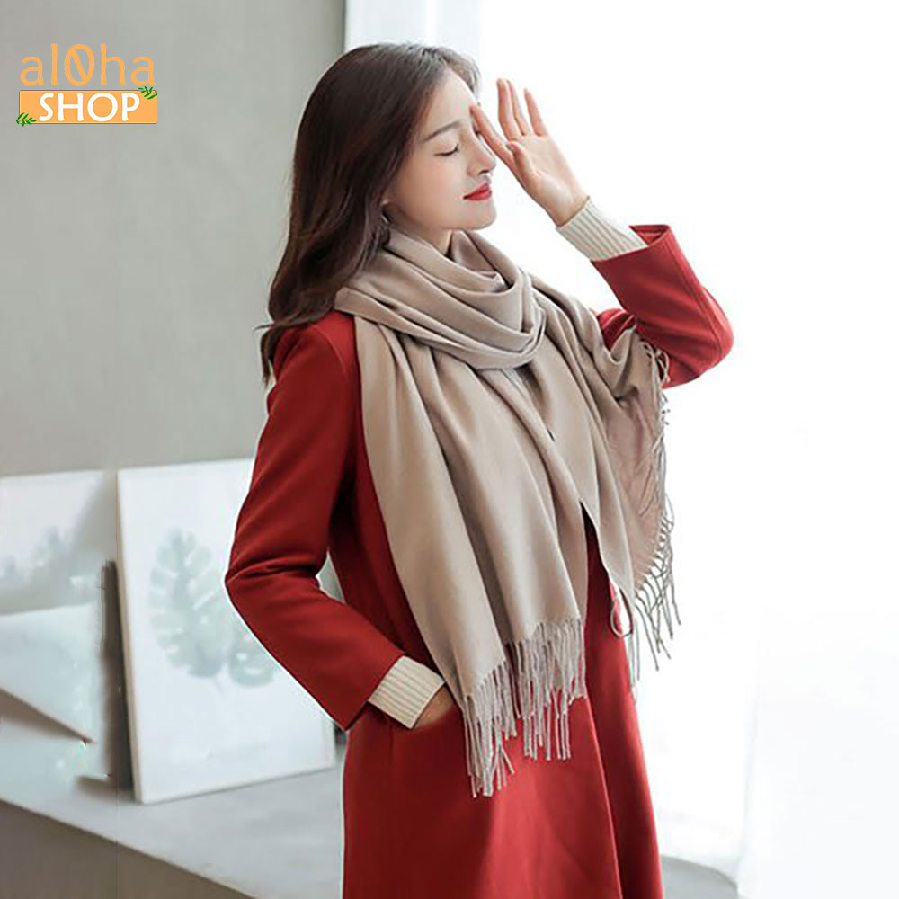 Khăn choàng cổ Cashmere quàng cổ dạ len trơn mềm mịn giữ ấm mùa đông Unisex nam nữ - al0ha Shop