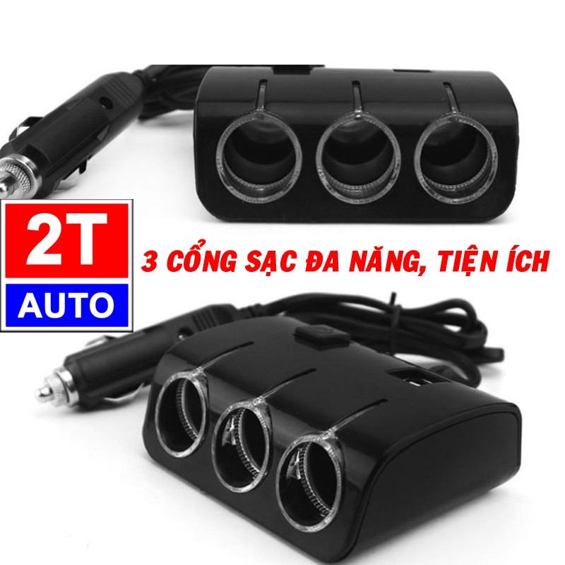 BỘ CHIA TẨU SẠC 3 CỔNG KÈM 2 CỔNG USB 5V CHO XE HƠI Ô TÔ 12V-24V DC- HUB CHIA TẨU:  SKU:126