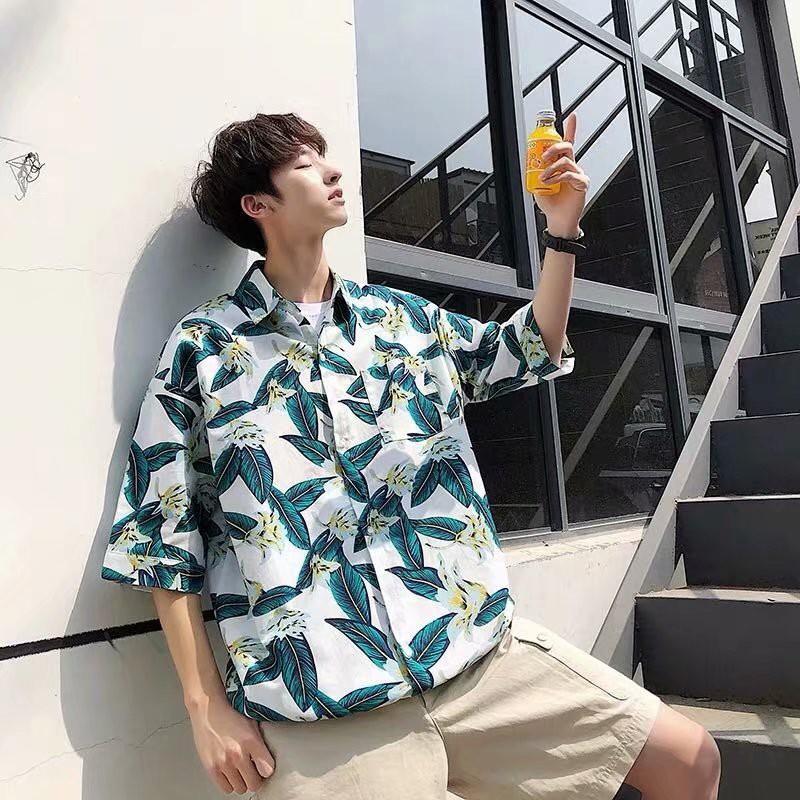 Áo sơ mi tay ngắn in hình hoa thời trang cá tính dành cho nam
