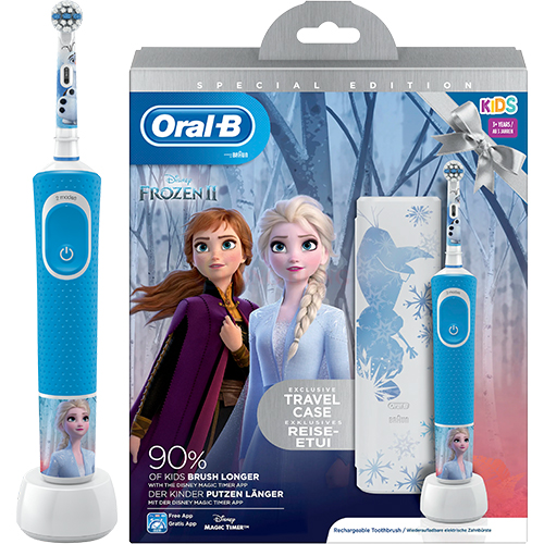 Bàn chải điện trẻ em Oral-B Vitality 100 Disney Travel Case Frozen II Pro 3+ D100.413.2KX - Hàng chính hãng