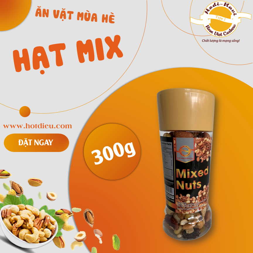 HẠT MIX 5 LOẠI DINH DƯỠNG CAO CẤP KÈM NHO KHÔ HŨ 300G