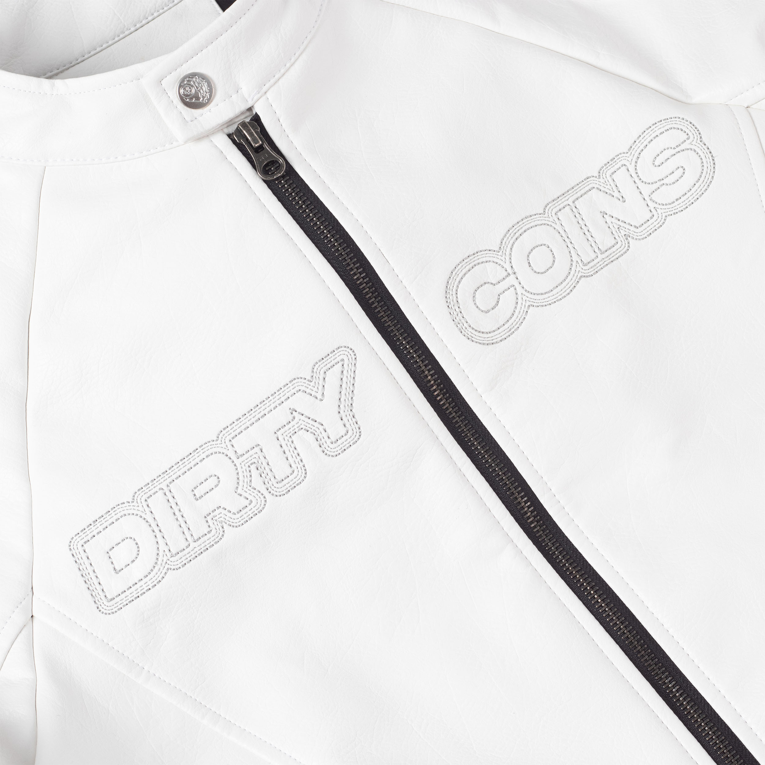 Áo Khoác DirtyCoins Leather Biker Jacket - White