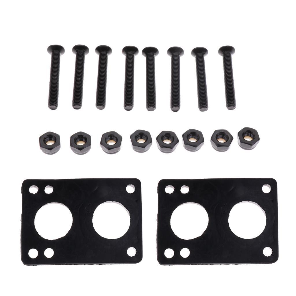 2x Skateboard Hardware Rubber Riser Pad Skateboard Hardware Screw Set Black