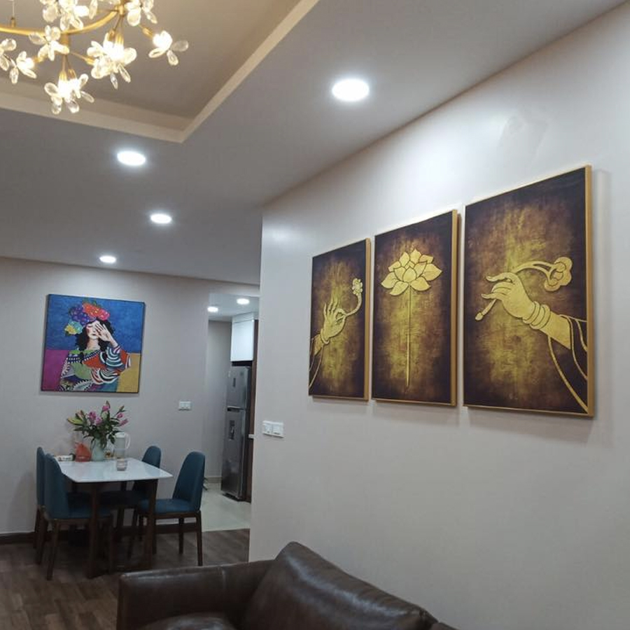 Bộ tranh canvas 3 bức “Hoa sen”, nhiều kích thước