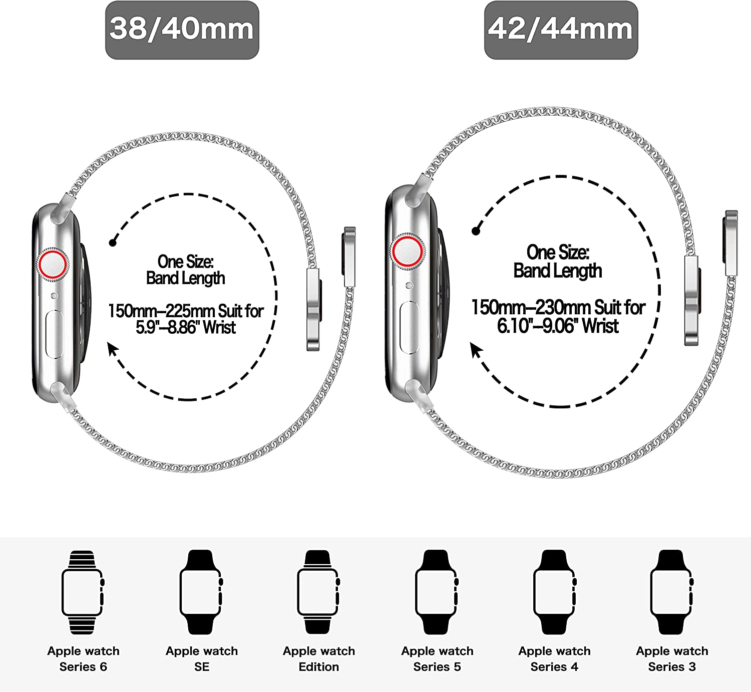 Dây Thép Milan Loop Từ Tính cho Apple Watch Series 1/2/3/4/5/6/7/8/9/SE1,2 &amp; Apple Watch Ultra 1/2 Size 38/40/41/42/44/45/49mm - Hàng Chính Hãng