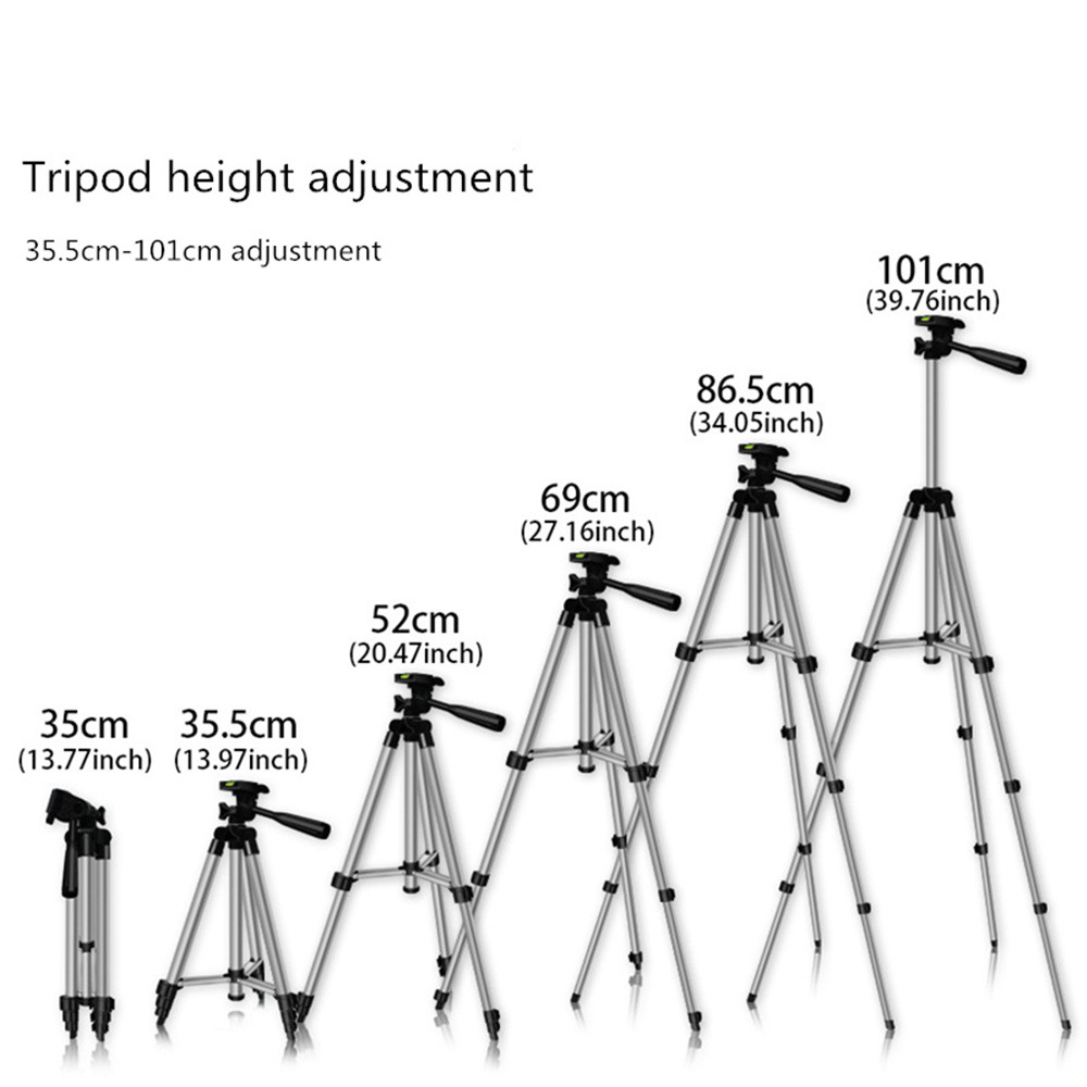 Chân tripod chiều cao thay đổi Đèn LED 26cm điều chỉnh độ sáng + kẹp điện thoại + Remote chụp ảnh, quay video livestream