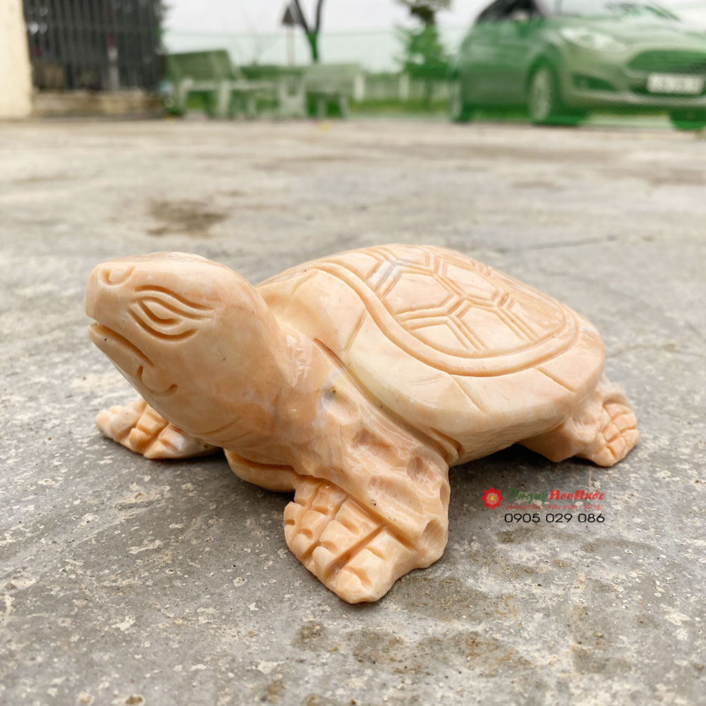 Tượng Rùa đá cà rốt 15cm đá Non Nước