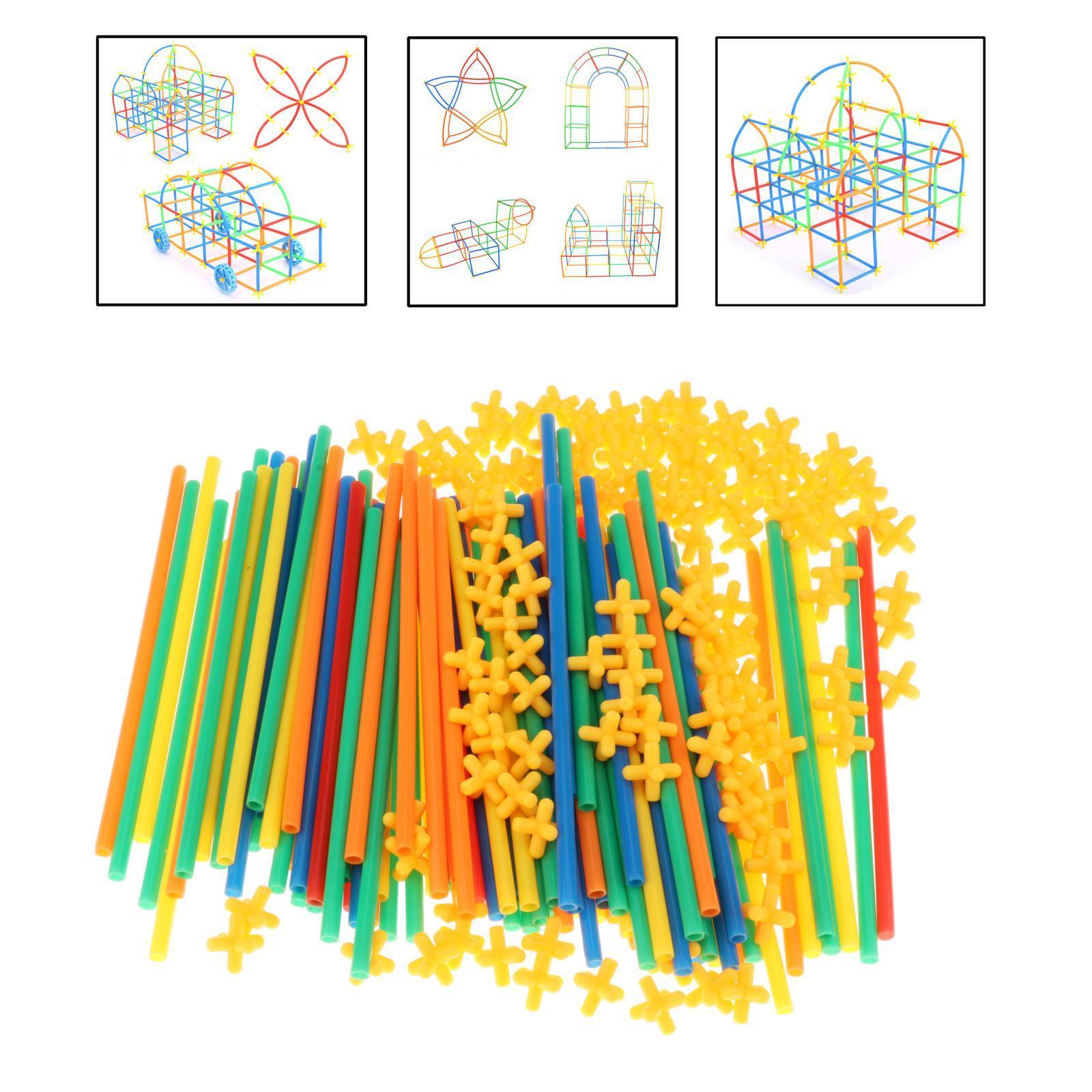 Straw Constructor Kit Fort Toy Block Joint Kids Gift for Boys Girls 200pcs