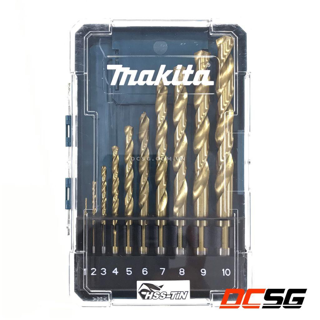 Bộ 10 mũi khoan kim loại HSS-TiN Makita D-72849
