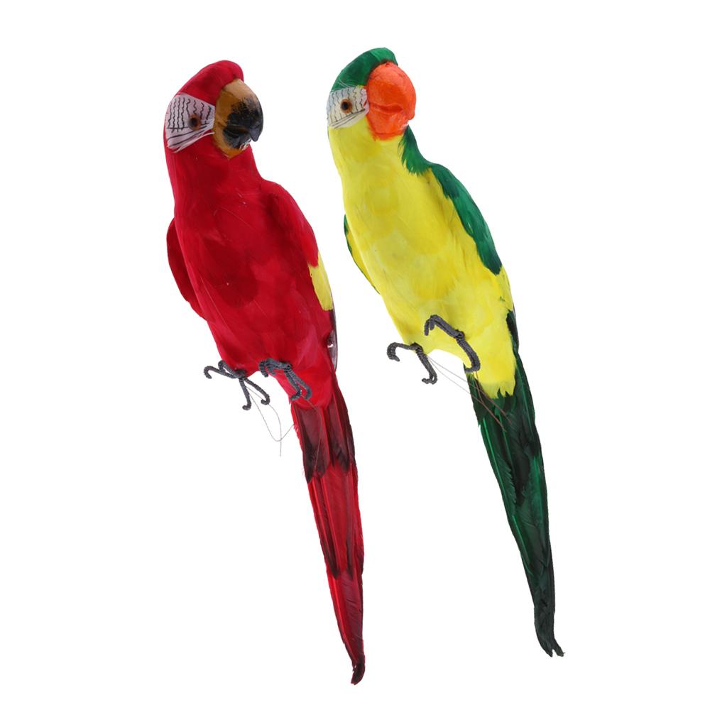 2 Chiếc Lông Nhân Tạo Vẹt Chim Nhà Trang Trí Sân Vườn Vẹt Xanh & Đỏ
