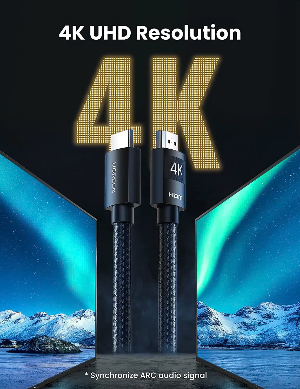 Cáp HDMI 2.0 hỗ trợ 4K UGREEN HD119 | Hỗ trợ trình chiếu video 3D | Hàng chính hãng | Bảo hành 18 tháng 1 đổi 1