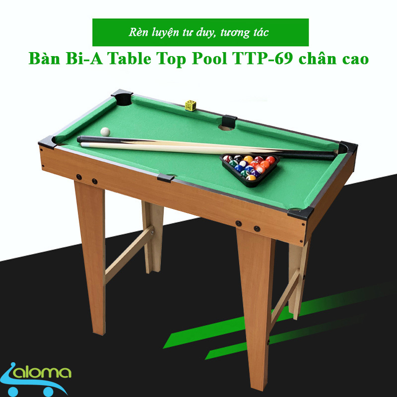 Đồ chơi bàn Bi-A bằng gỗ chân cao 69x37x60cm Table Top Pool Table TTP-69CC cho cả người lớn và trẻ nhỏ - Hàng chính hãng