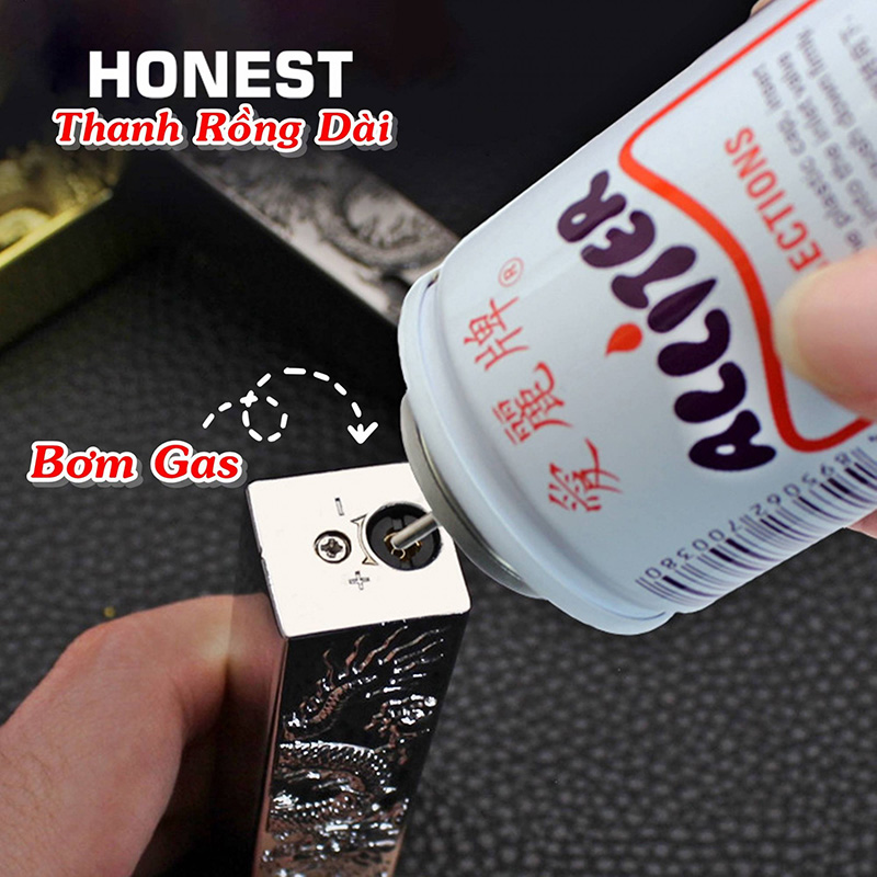 Bật Lửa Khè Thanh Rồng Dài Gas Lộ Thiên - Xài Gas