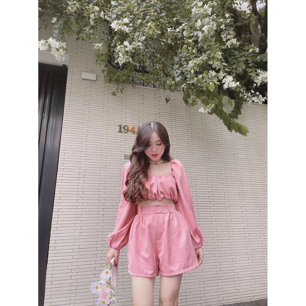 Set bộ áo croptop quần đùi siêu cute cho nàng dễ thương dạo phố Zashopp