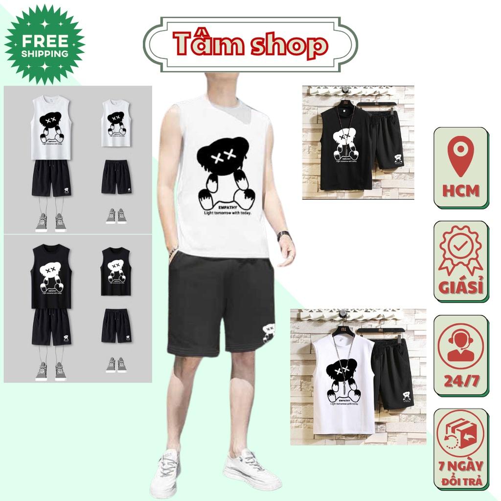 Bộ thể thao nam nữ unisex gấu empathy hình in rõ nét không bong tróc - đồ bộ mặc hè đơn giản co giãn thấm hút mồ hôi tốt