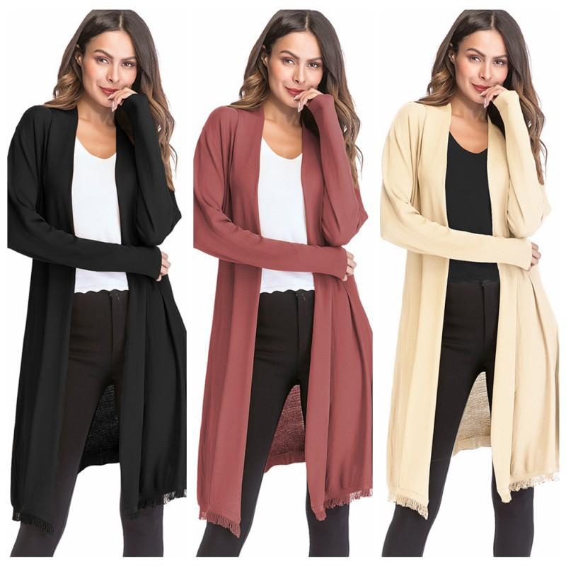 Áo khoác cardigan nữ dài tay màu trơn thời trang