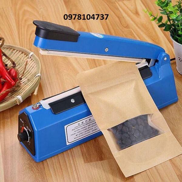 Máy hàn miệng túi dập tay, máy hàn mép túi dập tay, máy hàn miệng bao dập tay, máy ép túi nước tương, nước mắm